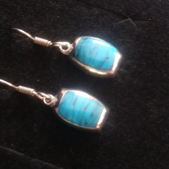 Stunning Vintage Taxco Sterling Turquoise Earrings - Picture 4 of 10